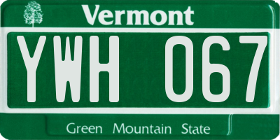 VT license plate YWH067