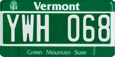 VT license plate YWH068