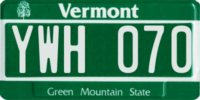 VT license plate YWH070