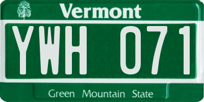 VT license plate YWH071