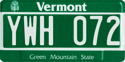 VT license plate YWH072