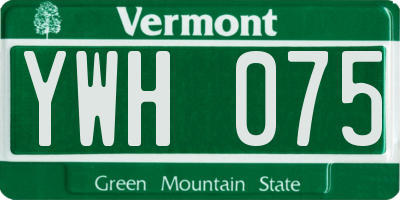 VT license plate YWH075