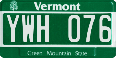 VT license plate YWH076