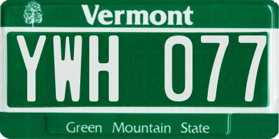 VT license plate YWH077