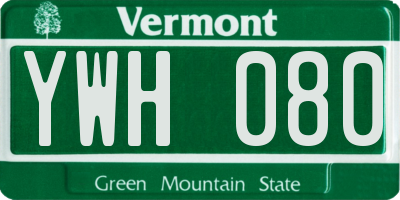 VT license plate YWH080
