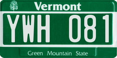VT license plate YWH081