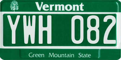 VT license plate YWH082