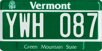 VT license plate YWH087