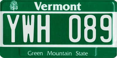 VT license plate YWH089