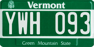 VT license plate YWH093