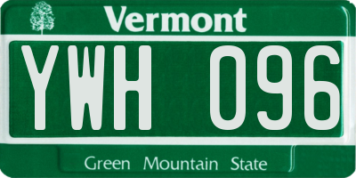VT license plate YWH096
