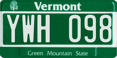 VT license plate YWH098