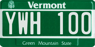 VT license plate YWH100