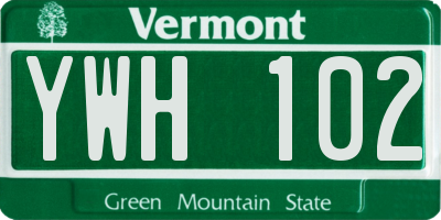 VT license plate YWH102