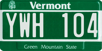 VT license plate YWH104