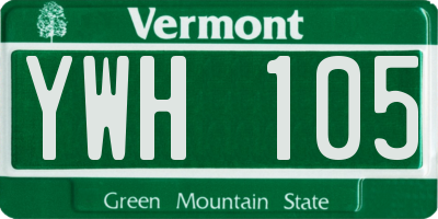 VT license plate YWH105
