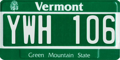 VT license plate YWH106
