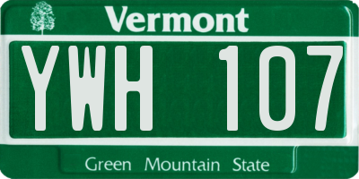 VT license plate YWH107