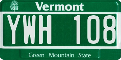 VT license plate YWH108
