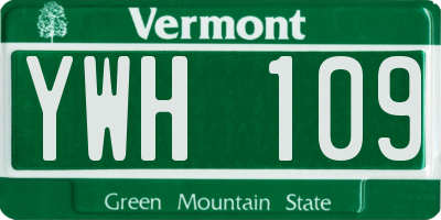 VT license plate YWH109