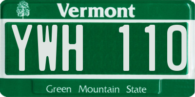 VT license plate YWH110