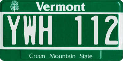 VT license plate YWH112