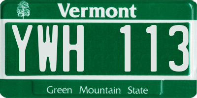 VT license plate YWH113