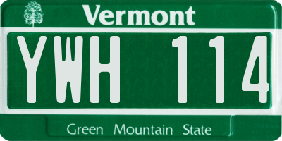 VT license plate YWH114