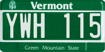 VT license plate YWH115