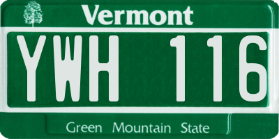VT license plate YWH116