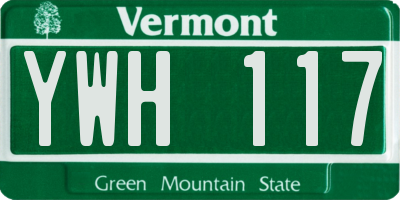 VT license plate YWH117