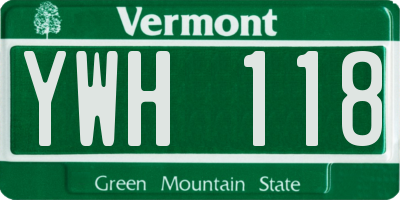 VT license plate YWH118