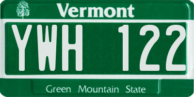 VT license plate YWH122