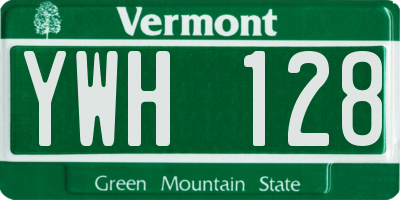 VT license plate YWH128