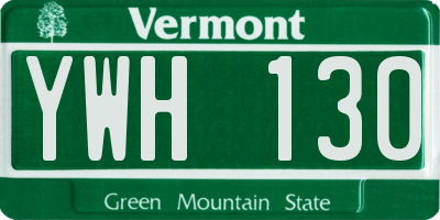 VT license plate YWH130