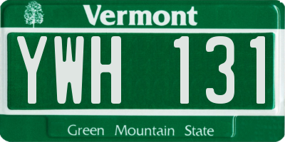 VT license plate YWH131