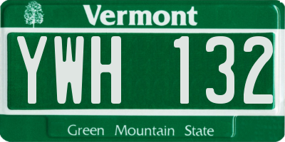 VT license plate YWH132