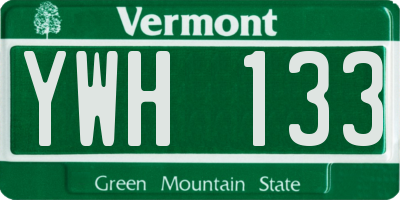VT license plate YWH133