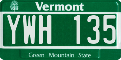 VT license plate YWH135