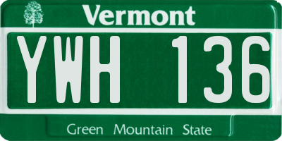 VT license plate YWH136