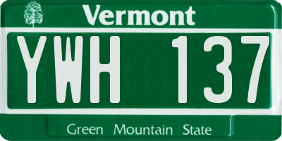 VT license plate YWH137