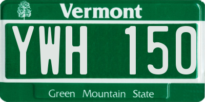 VT license plate YWH150