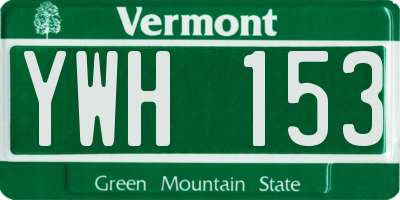 VT license plate YWH153