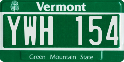 VT license plate YWH154