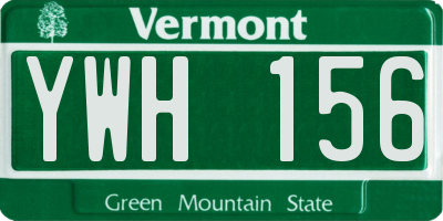 VT license plate YWH156
