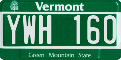 VT license plate YWH160