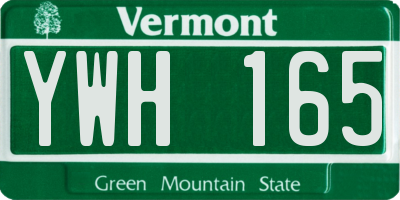 VT license plate YWH165