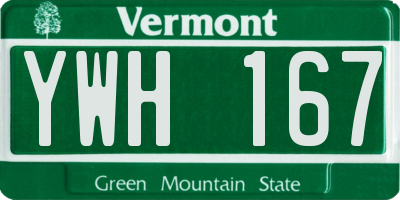 VT license plate YWH167