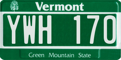 VT license plate YWH170