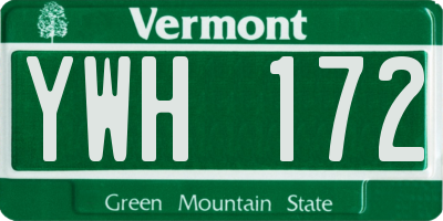 VT license plate YWH172